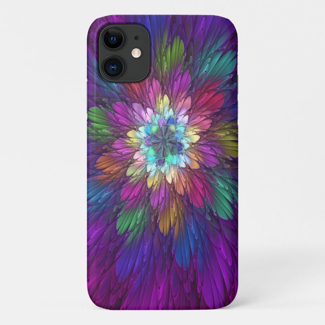 Farbenfrohe Psychedelische Blume Abstraktes Frakta Case-Mate iPhone Hülle (Rückseite)