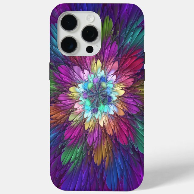 Farbenfrohe Psychedelische Blume Abstraktes Frakta Case-Mate iPhone Hülle (Rückseite)