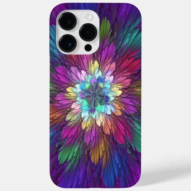Farbenfrohe Psychedelische Blume Abstraktes Frakta Case-Mate iPhone Hülle (Rückseite)