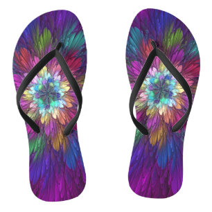 Farbenfrohe Psychedelische Blume Abstraktes Frakta Flip Flops
