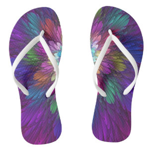 Farbenfrohe Psychedelische Blume Abstraktes Frakta Flip Flops