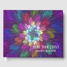 Farbenfrohe Psychedelische Blume Abstraktes Frakta Gästebuch