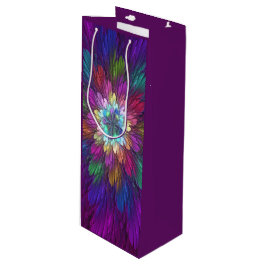 Farbenfrohe Psychedelische Blume Abstraktes Frakta Geschenktüte Für Weinflaschen