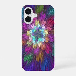 Farbenfrohe Psychedelische Blume Abstraktes Frakta iPhone 16 Hülle