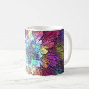 Farbenfrohe Psychedelische Blume Abstraktes Frakta Kaffeetasse