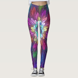 Farbenfrohe Psychedelische Blume Abstraktes Frakta Leggings