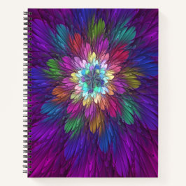 Farbenfrohe Psychedelische Blume Abstraktes Frakta Notizbuch