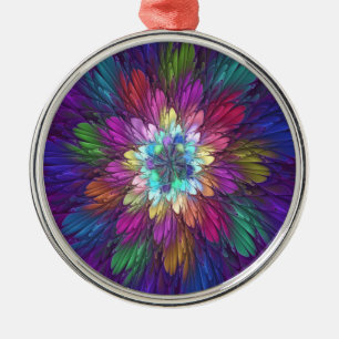 Farbenfrohe Psychedelische Blume Abstraktes Frakta Ornament Aus Metall