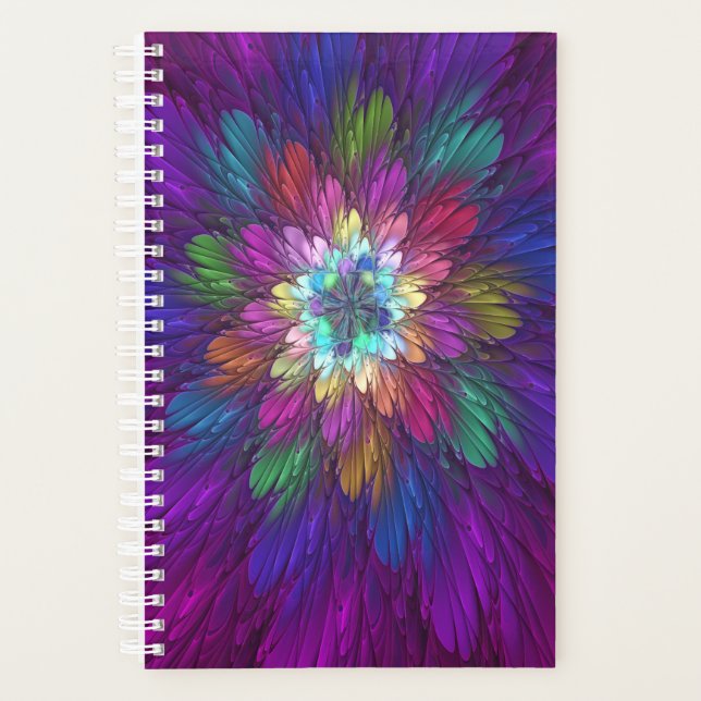Farbenfrohe Psychedelische Blume Abstraktes Frakta Planer (Vorderseite)