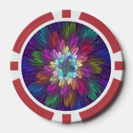 Farbenfrohe Psychedelische Blume Abstraktes Frakta Pokerchips