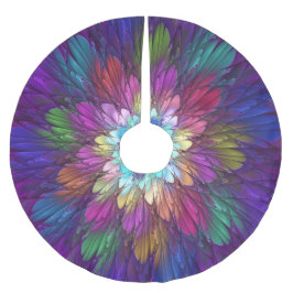 Farbenfrohe Psychedelische Blume Abstraktes Frakta Polyester Weihnachtsbaumdecke