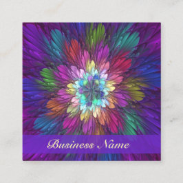 Farbenfrohe Psychedelische Blume Abstraktes Frakta Quadratische Visitenkarte