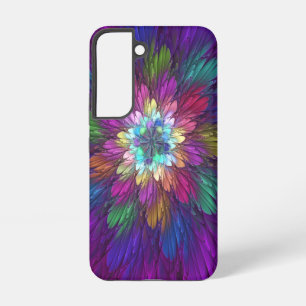 Farbenfrohe Psychedelische Blume Abstraktes Frakta Samsung Galaxy Hülle