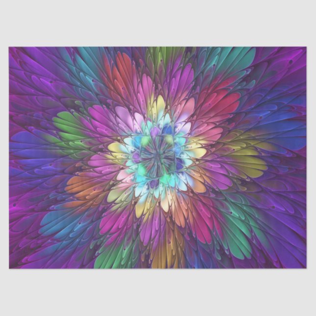 Farbenfrohe Psychedelische Blume Abstraktes Frakta Seidenpapier (Vorderseite)