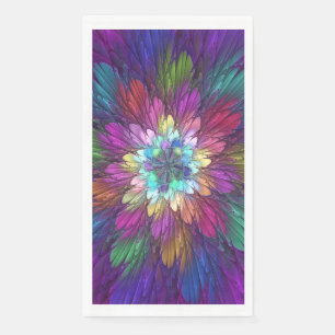 Farbenfrohe Psychedelische Blume Abstraktes Frakta Serviette