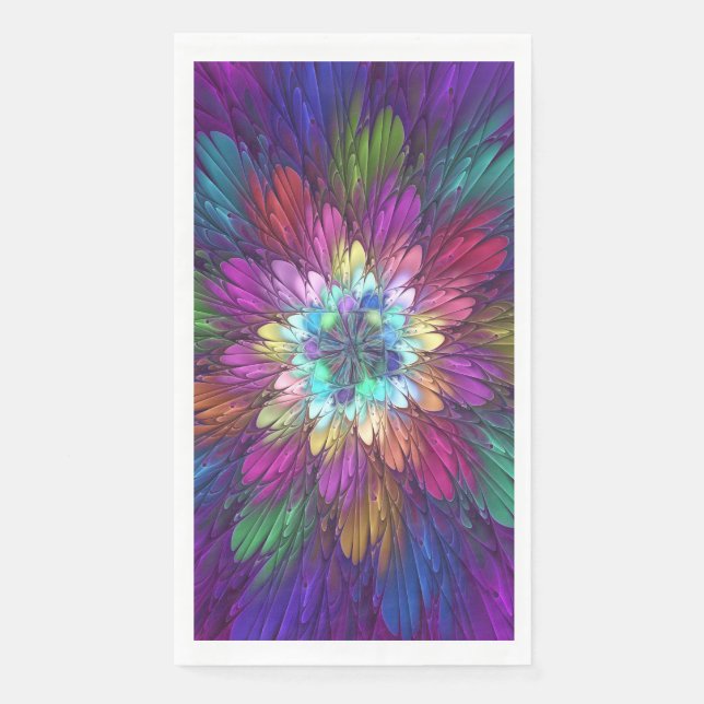Farbenfrohe Psychedelische Blume Abstraktes Frakta Serviette (Vorderseite)
