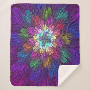 Farbenfrohe Psychedelische Blume Abstraktes Frakta Sherpadecke
