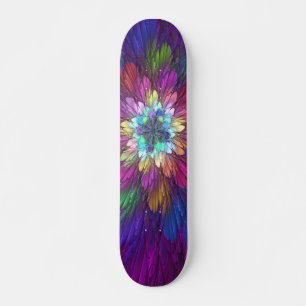 Farbenfrohe Psychedelische Blume Abstraktes Frakta Skateboard