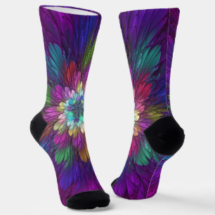 Farbenfrohe Psychedelische Blume Abstraktes Frakta Socken