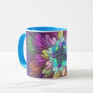 Farbenfrohe Psychedelische Blume Abstraktes Frakta Tasse