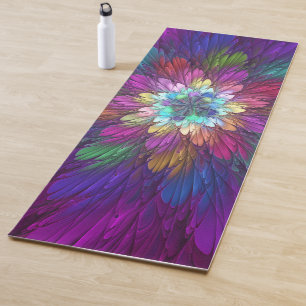 Farbenfrohe Psychedelische Blume Abstraktes Frakta Yogamatte