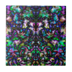 Farbenfrohe psychedelische Kaleidoskopmuster Fliese