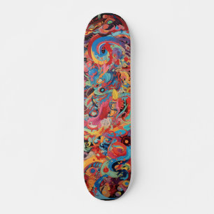 Farbenfrohe psychedelische Kunst Skateboard