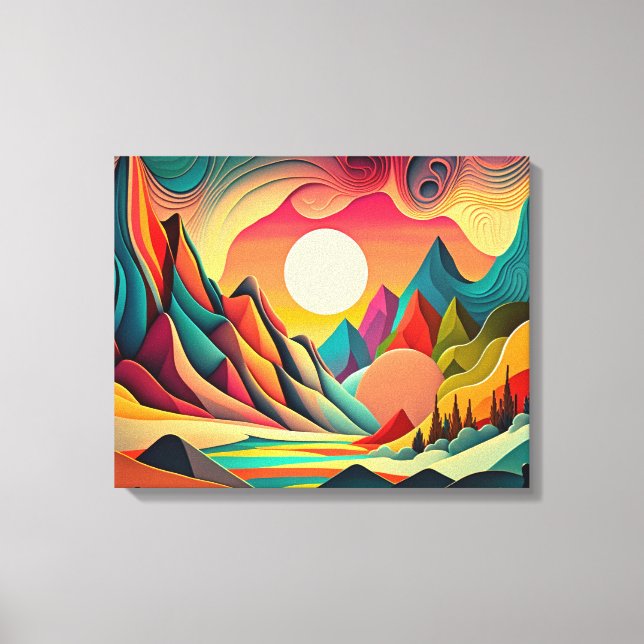 Farbenfrohe psychedelische Landschaft Leinwanddruck (Vorderseite)