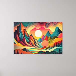 Farbenfrohe psychedelische Landschaft Leinwanddruck