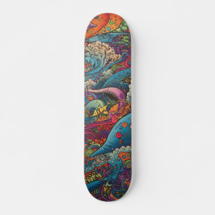 Farbenfrohe, psychedelische Meerestiere Skateboard