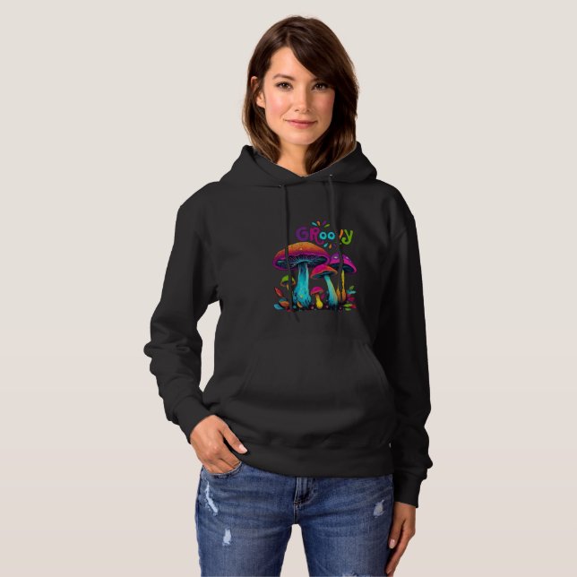 Farbenfrohe psychedelische Pilze Hoodie (Vorne ganz)