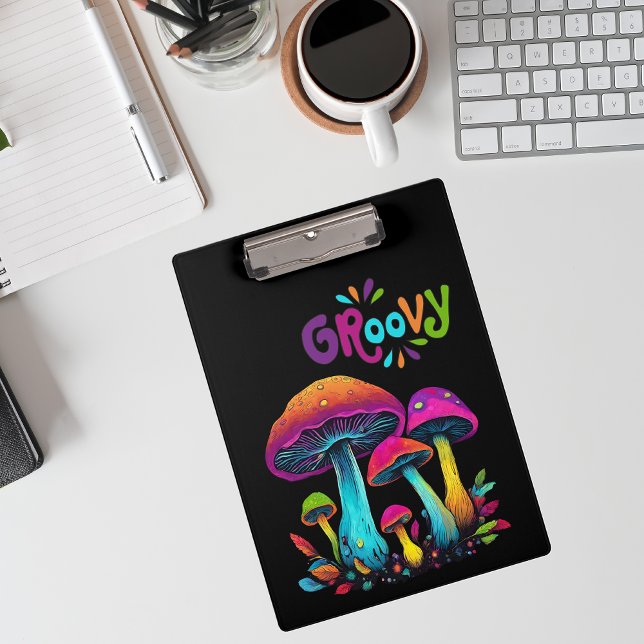 Farbenfrohe psychedelische Pilze- Klemmbrett (Colorful Psychedelic Mushrooms- Clipboard)