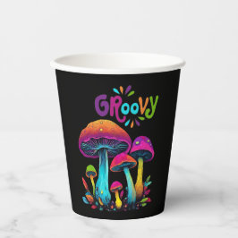 Farbenfrohe psychedelische Pilze- Pappbecher