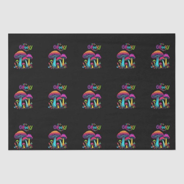 Farbenfrohe psychedelische Pilze- Seidenpapier (Vorderseite)