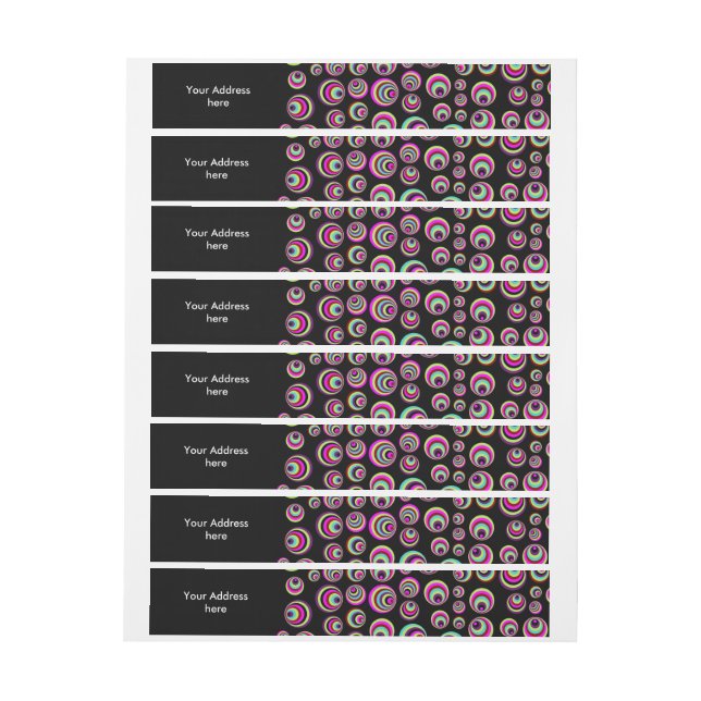 Farbenfrohe Psychische Spots + Ihr Hintergrund & I Rundum-Adressaufkleber (Bogen)