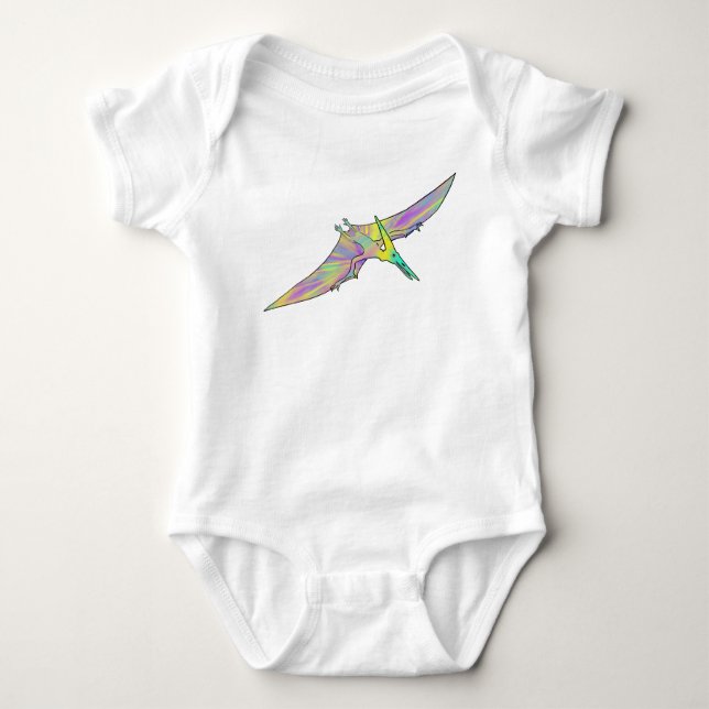 Farbenfrohe Pterodactyl Niedlich Baby Dinosaurier  Baby Strampler (Vorderseite)