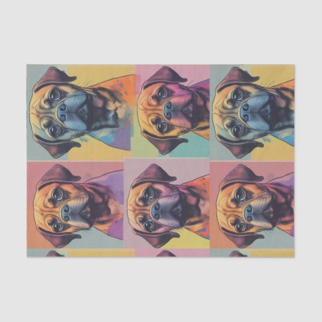 Farbenfrohe Puggle Pop Art Decoupage/Gewebe Seidenpapier (Vorderseite)