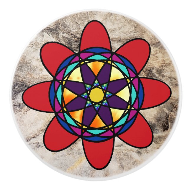 Farbenfrohe Pull-Knochen Keramikknauf (Vorderseite)