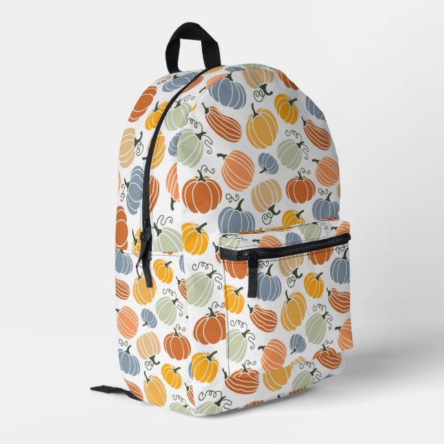 Farbenfrohe Pumpkin Gourd Pattern Bedruckter Rucksack (Rückseitige Ecke links)