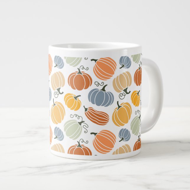 Farbenfrohe Pumpkin Gourd Pattern Jumbo-Tasse (Vorderseite Rechts)