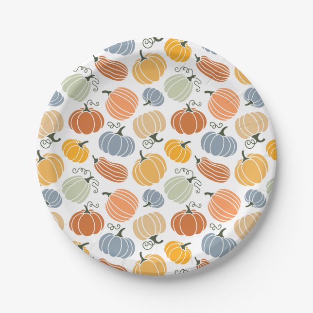 Farbenfrohe Pumpkin Gourd Pattern Pappteller (Vorderseite)
