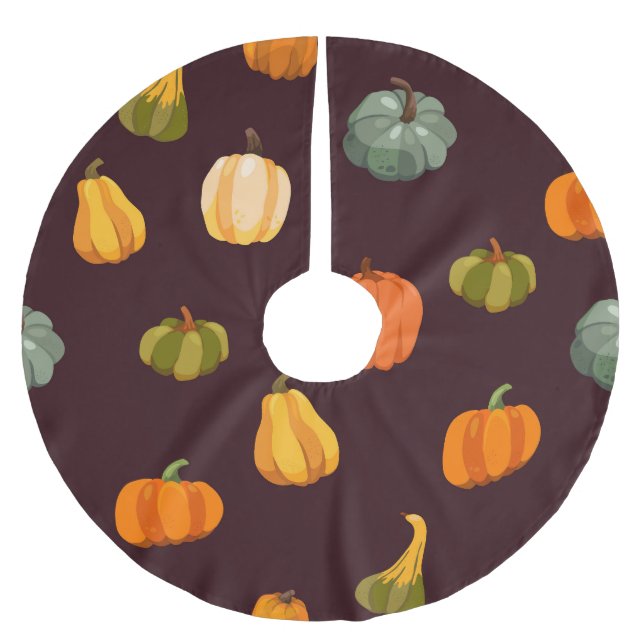 Farbenfrohe Pumpkins: dunkle Herbsteleganz. Polyester Weihnachtsbaumdecke (Vorderseite)