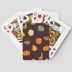 Farbenfrohe Pumpkins: dunkle Herbsteleganz. Spielkarten