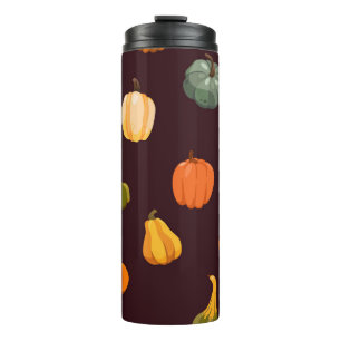 Farbenfrohe Pumpkins: dunkle Herbsteleganz. Thermosbecher