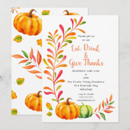 Farbenfrohe Pumpkins Herbstessen Erntedank Einladung