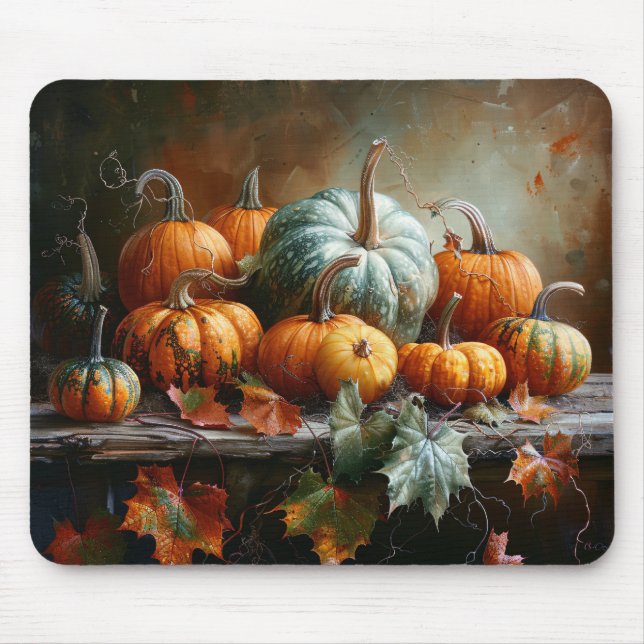 Farbenfrohe Pumpkins und Blätter Vintag Mousepad (Vorne)
