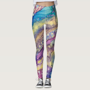 Farbenfrohe Punkte Alkohol Tinte Abstrakte Kunst Leggings