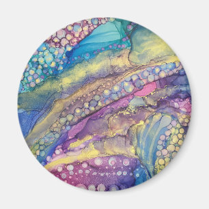 Farbenfrohe Punkte Alkohol Tinte Abstrakte Kunst Magnet