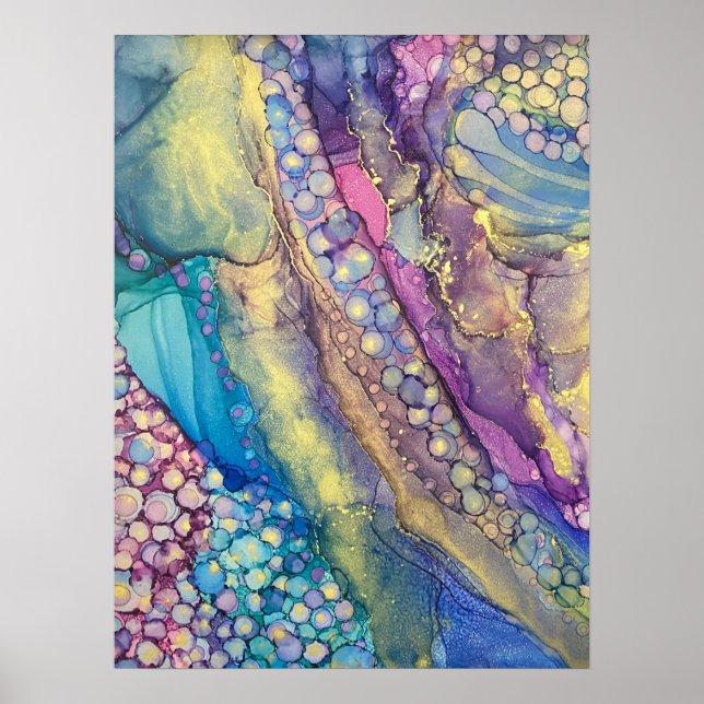 Farbenfrohe Punkte Alkohol Tinte Abstrakte Kunst Poster (Vorne)