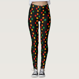 Farbenfrohe Punkte auf dem Schwarzen Mittelalter M Leggings